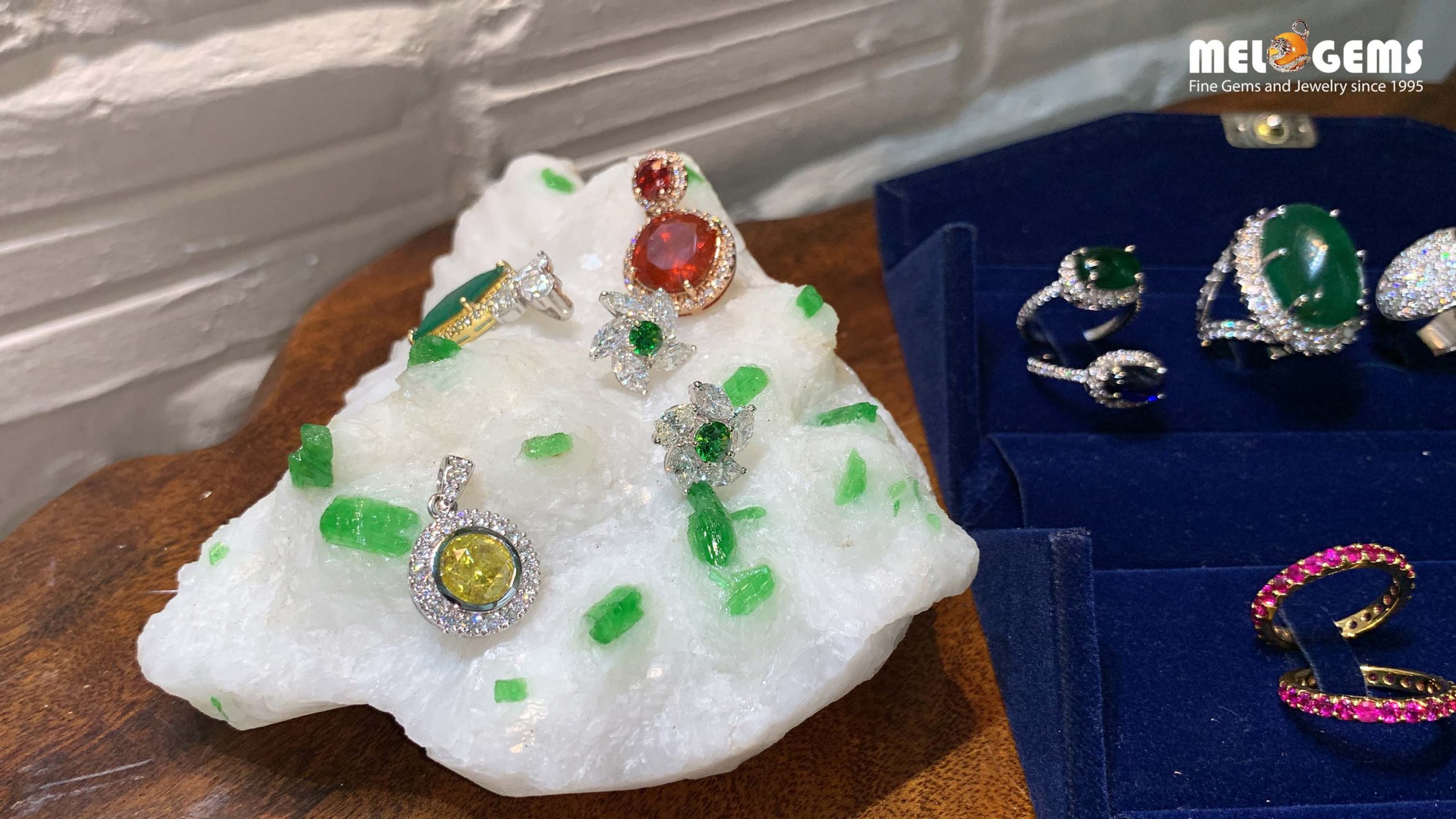 Faceted Demantoid Earings With Diamonds 1