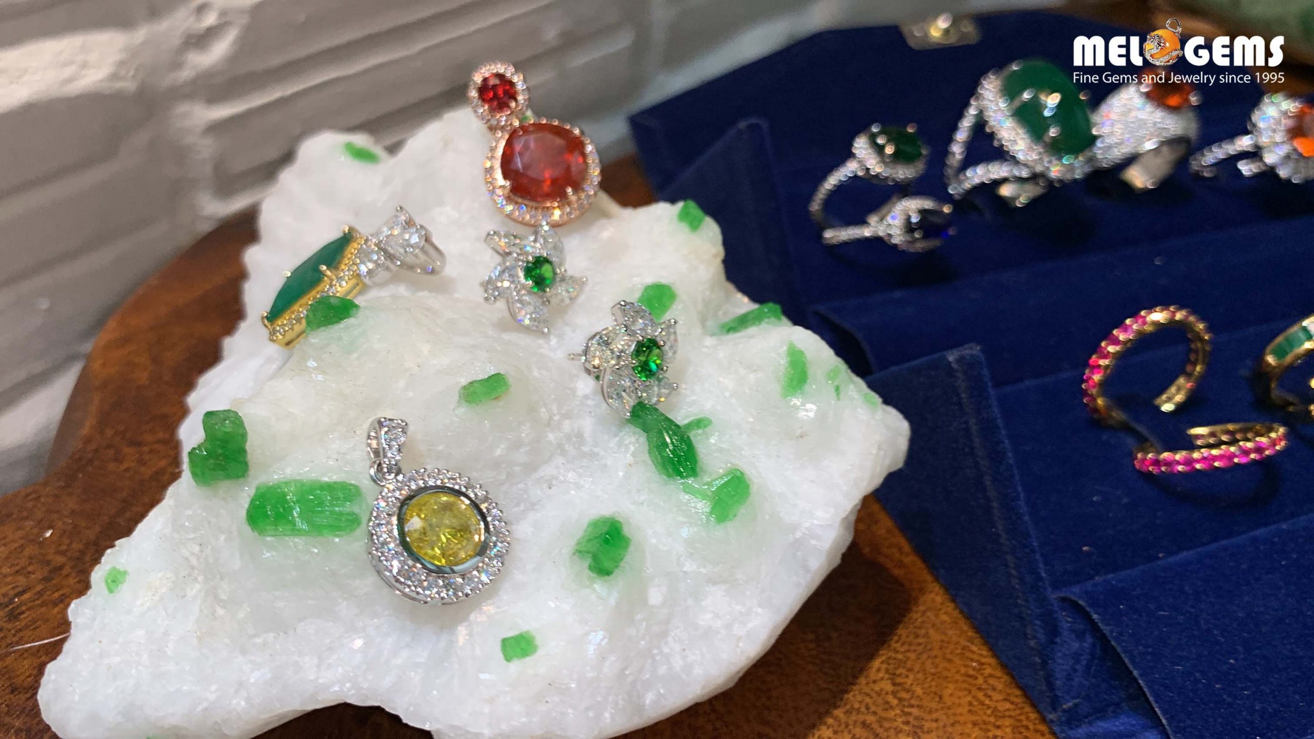 Faceted Demantoid Earings With Diamonds 2