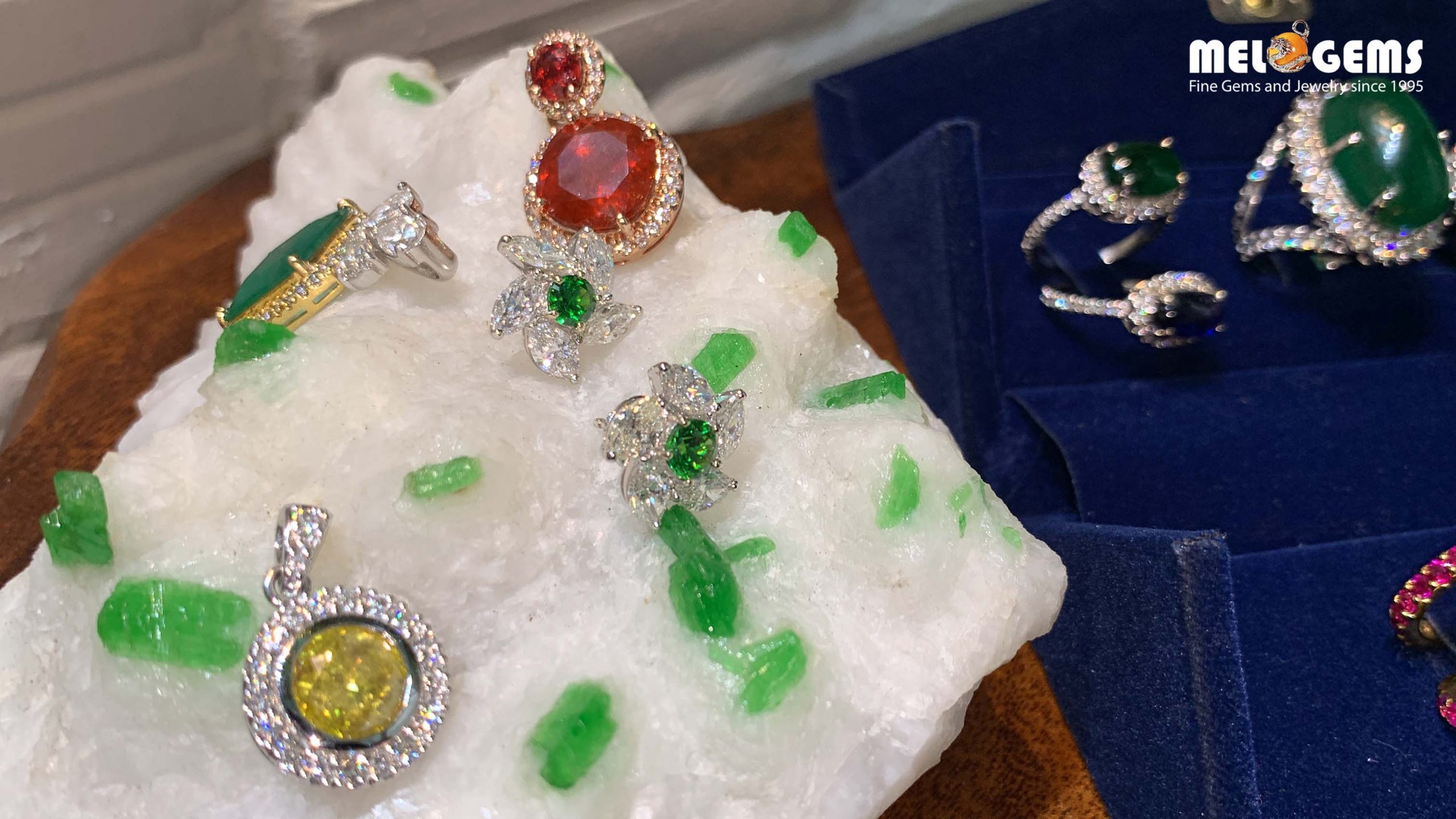 Faceted Demantoid Earings With Diamonds 3