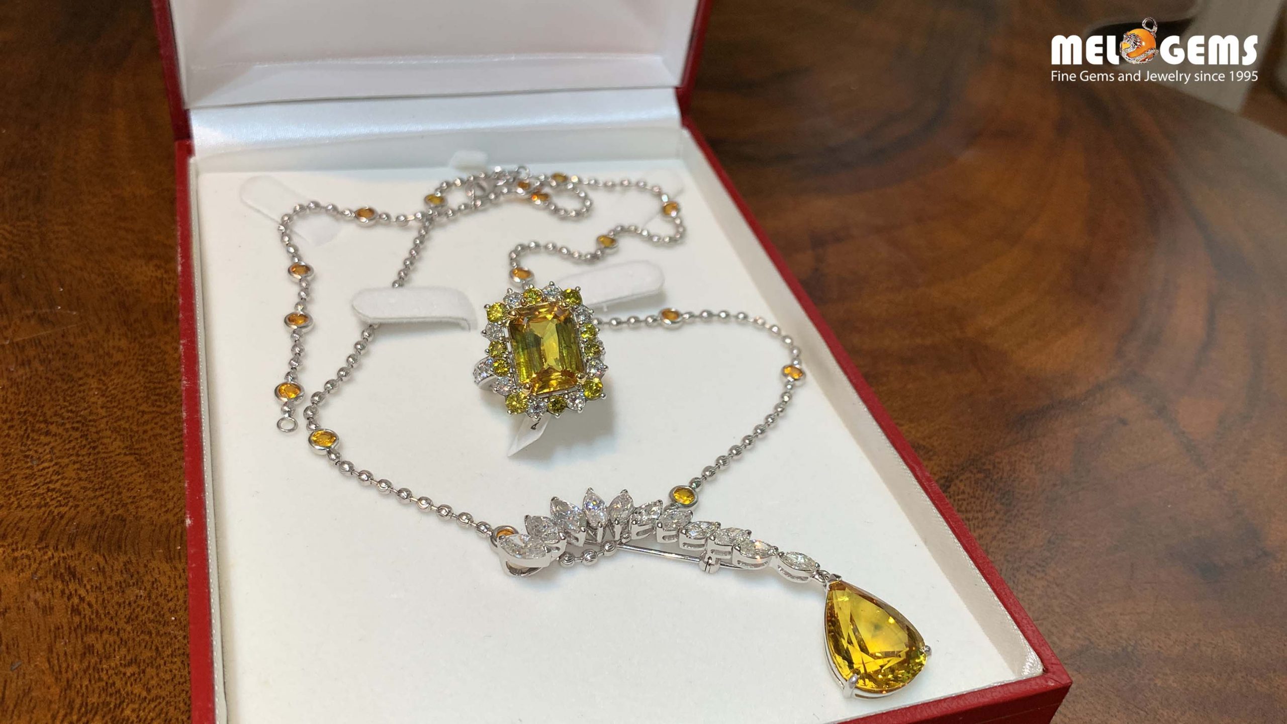 Bộ Dây Chuyền & Nhẫn Sapphire Vàng Cỡ Lớn Đính Kim Cương 5 Set Of Luxury Yellow Sapphires With Diamond Jewelry 3