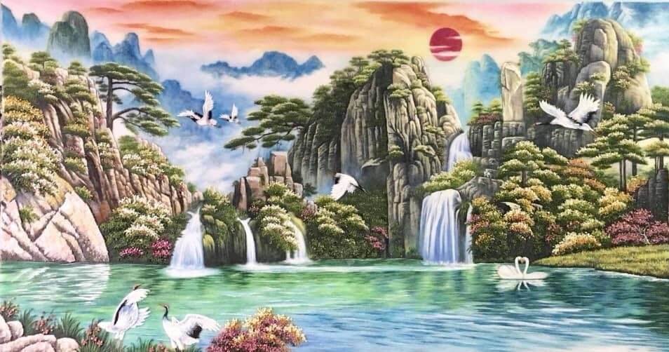 Tranh đá quý sơn thủy hữu tình