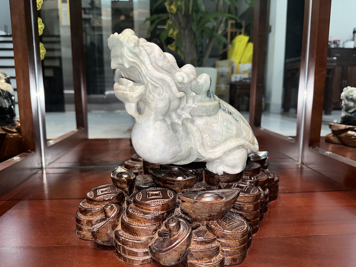 Tượng Kim Quy Rùa Đầu Rồng Ngọc Cẩm Thạch Cao Cấp TCT54 7 Rua dau rong Long quy 1