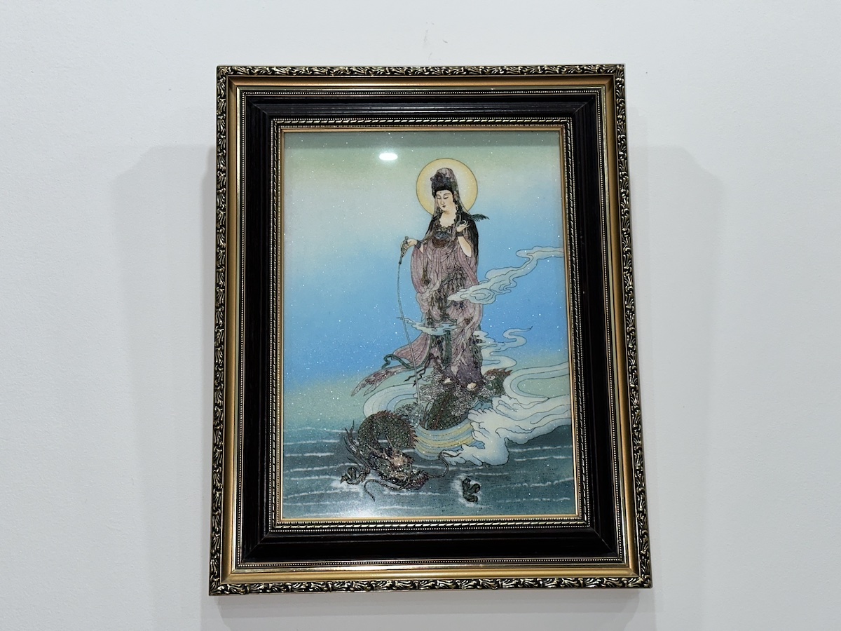 Tranh Đá Quý Cao Cấp Hình Quan Âm Nam Hải Cưỡi Rồng TDQ005 3 Tranh Da Quy 9