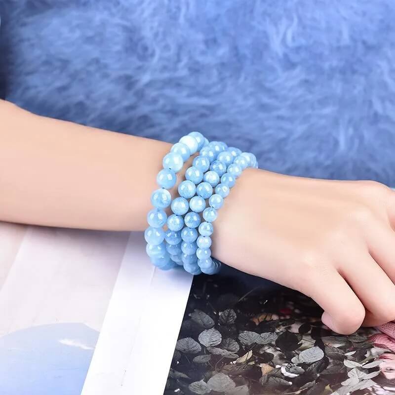 Vòng tay đá Aquamarine ngọc xanh biển